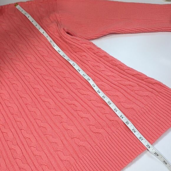 Talbots Sweater Womens 3X Coral Cowl Neck Cable Knit Spring Colorful - Picture 8 of 8